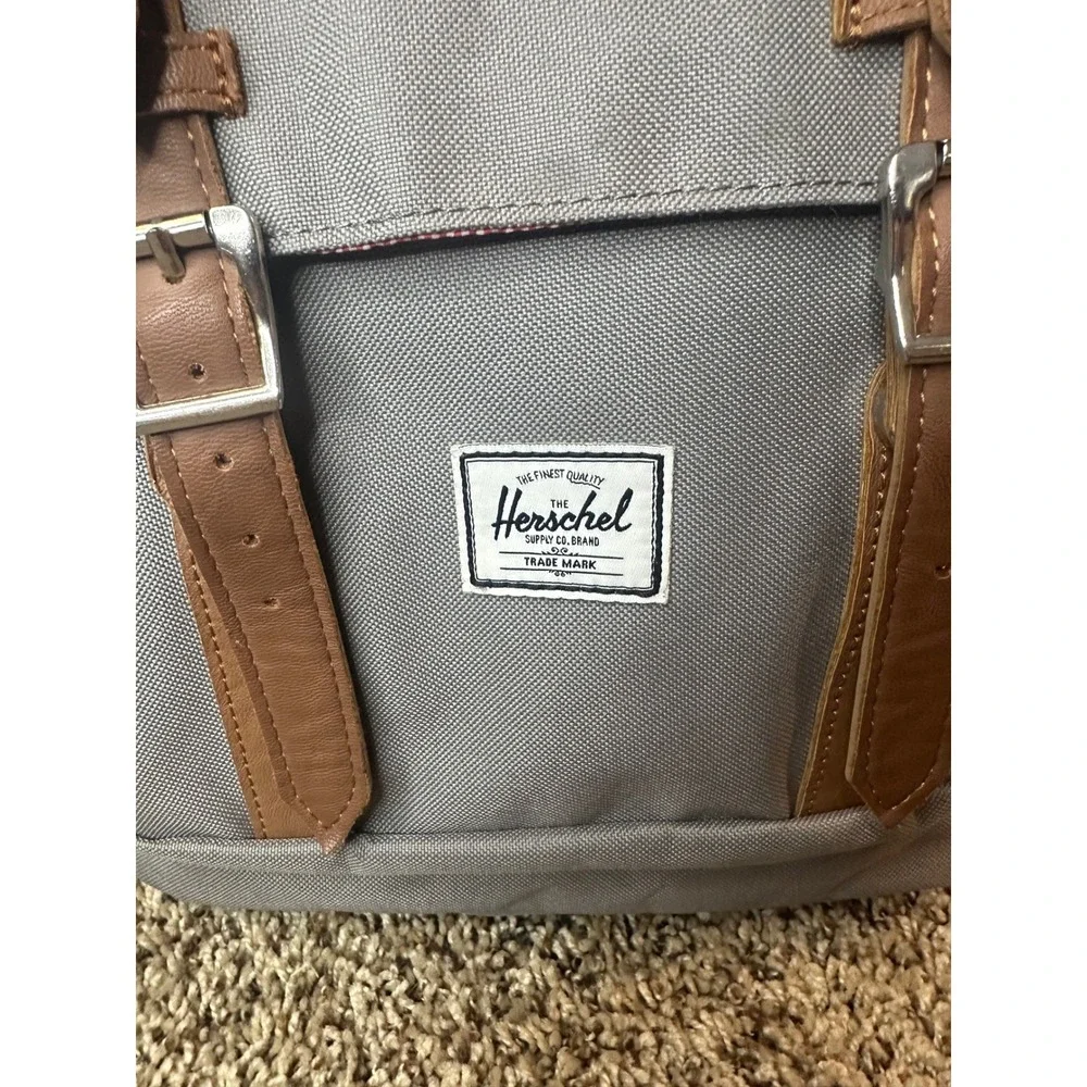 Herschel Supply Co Little America Backpack Grey Brown Straps Canvas Bag